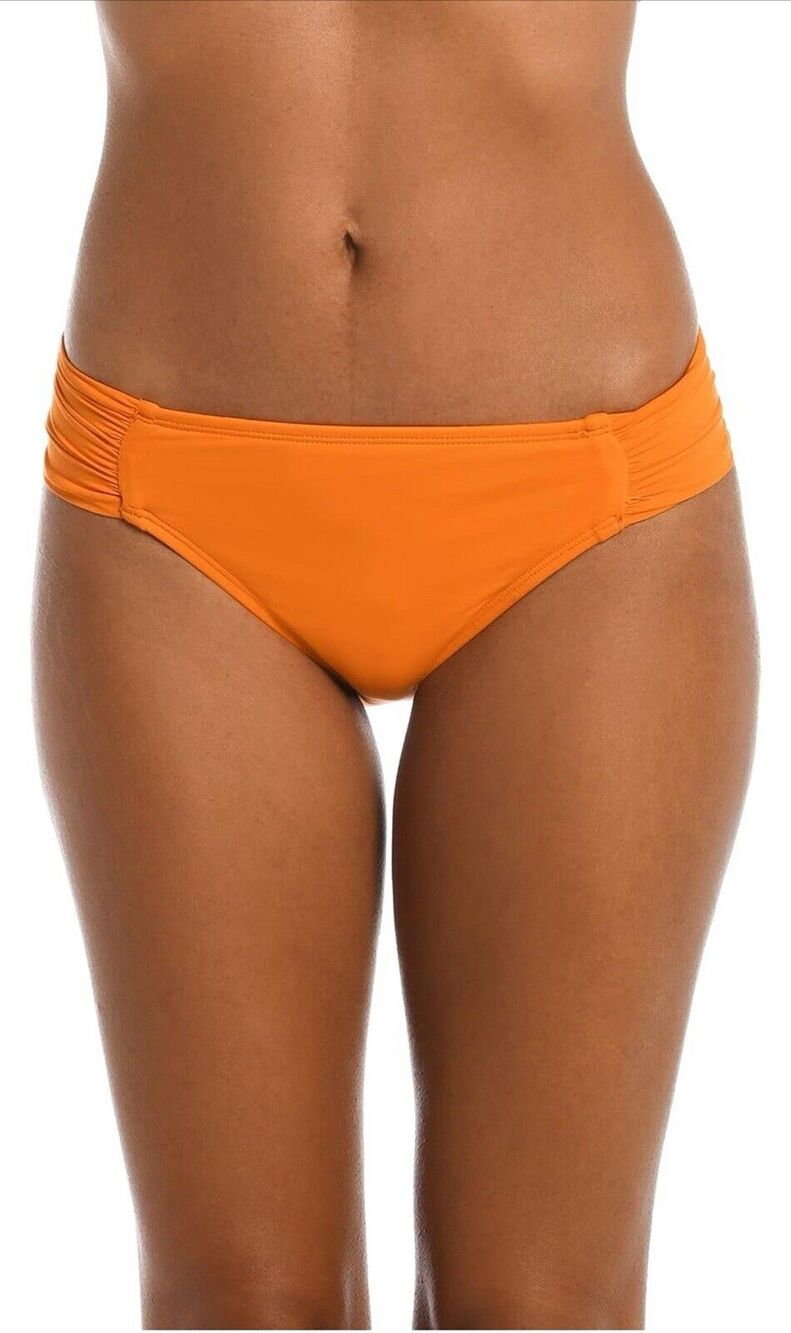 La Blanca Island Goddess Orange Shirred Hipster Bikini Bottom Size 16 NEW